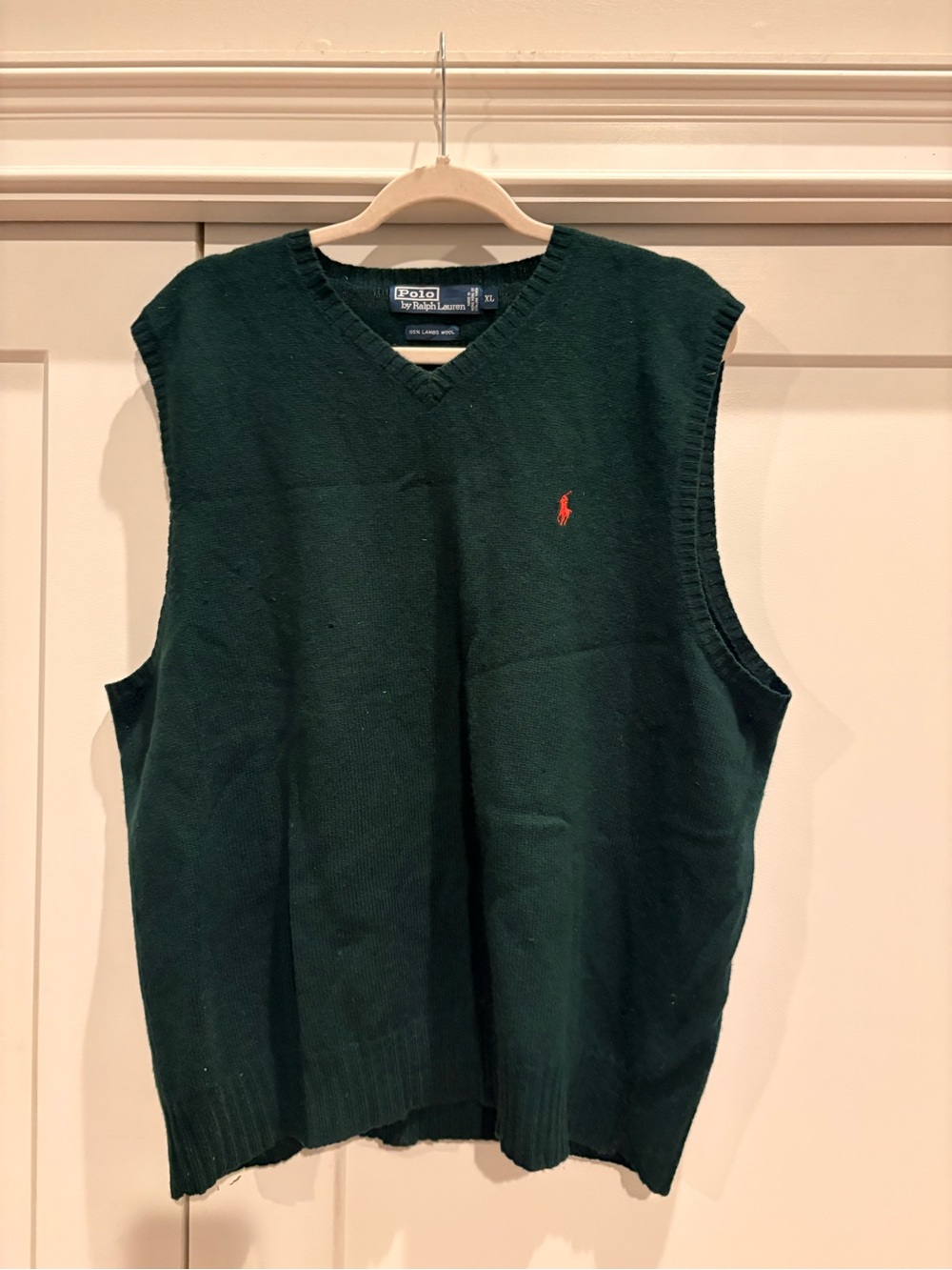 Ralph Lauren Dark Green V-Neck Sweater Vest Lambs Wool